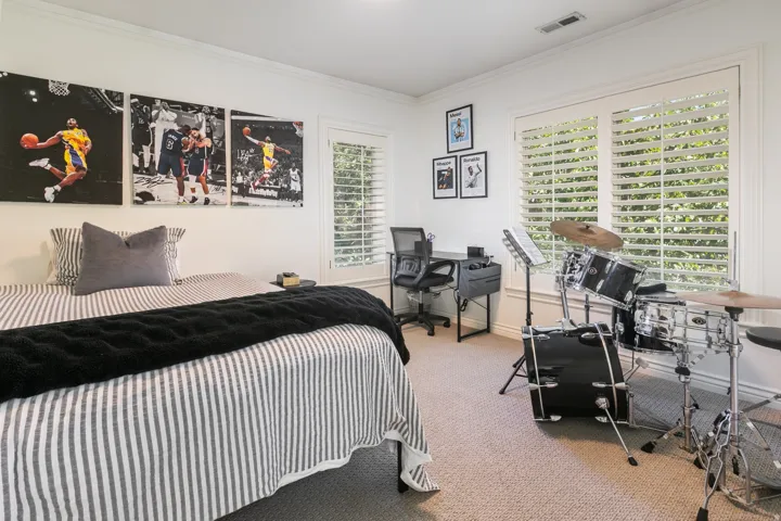 White window shutters provide light control