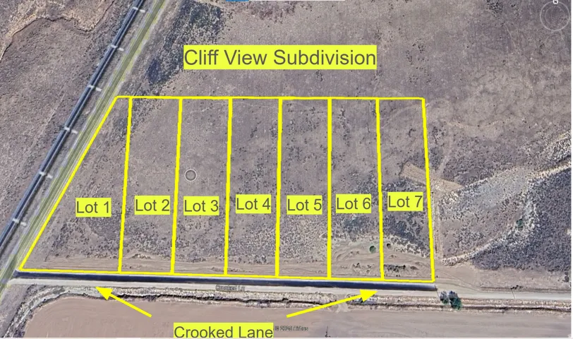 Aerial Map. Displaying a subdivision layout with individual lots and an identified access road