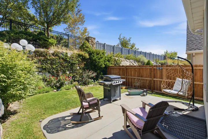 Expansive concrete patio with direct outdoor access