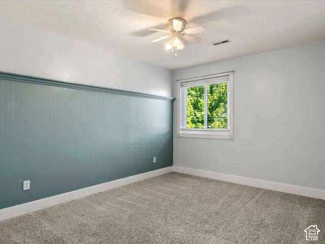 Wall paneling with a distinct horizontal trim accent