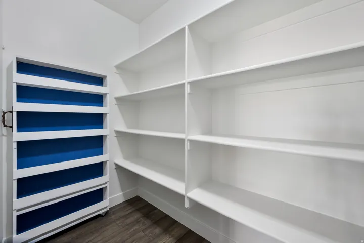 Built-in shelving with extensive storage capacity