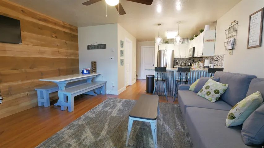 Hardwood-style flooring throughout