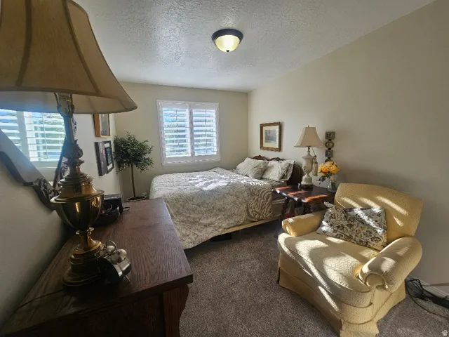 Neutral wall paint, ceiling-mounted light fixture, and two windows with plantation shutters