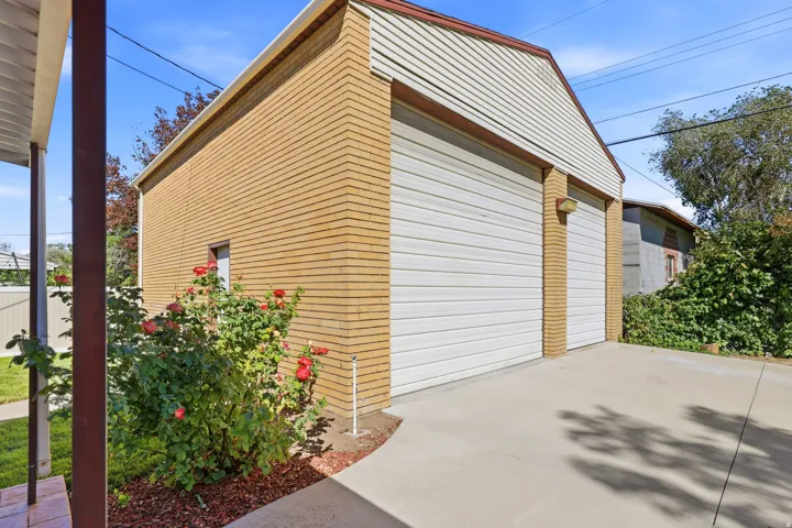 Two-car garage with overhead doors