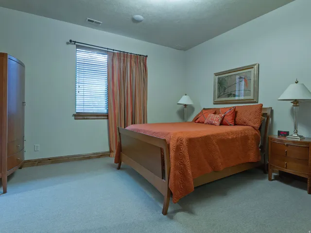 Carpeted flooring with painted walls