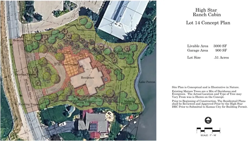 Concept Plan. Outlining the proposed layout for Lot 14, including area specifications and site notes