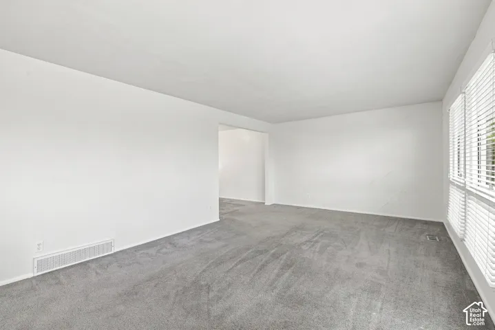 Soft gray carpeting and neutral wall paint