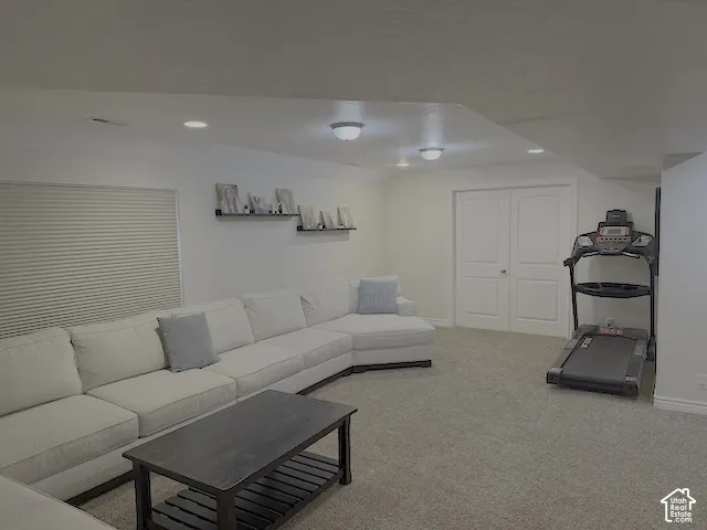 Recessed ceiling lighting, dual door entry, and wall-mounted shelving