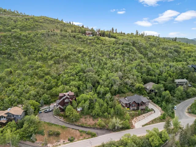 Aerial of the homesite and the Stagecoach Drive approach.