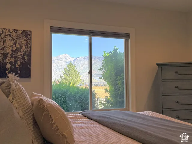 Built-in window with mountain scenery