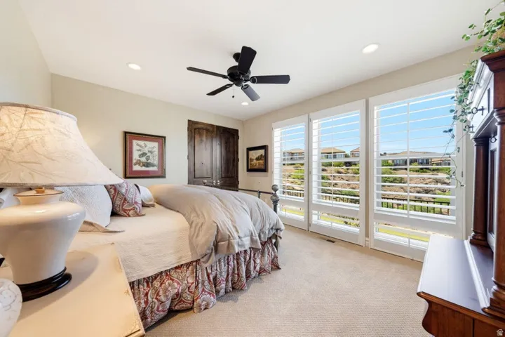 Triple French doors with plantation shutters