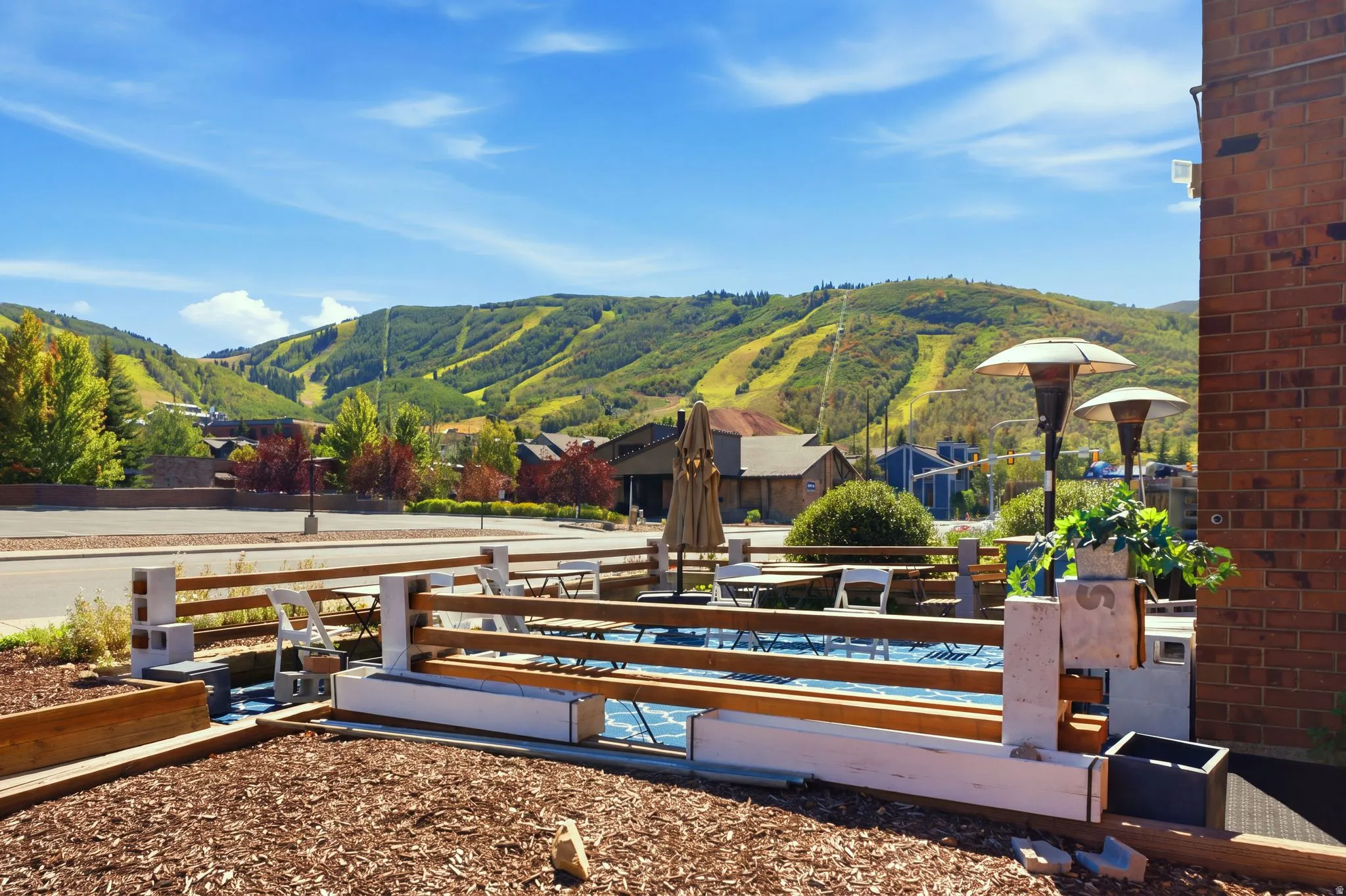 Expansive mountain scenery framing the property