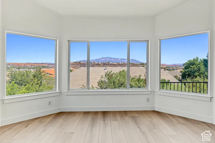 Bright interior with wood-finish flooring