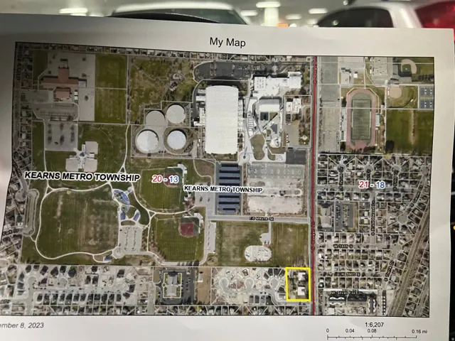 Property Map. An aerial view of the property and its surrounding area, including township designations and a scale for reference