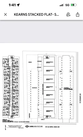 Preliminary Plat. Illustrating the layout of the stacked flats and associated site elements