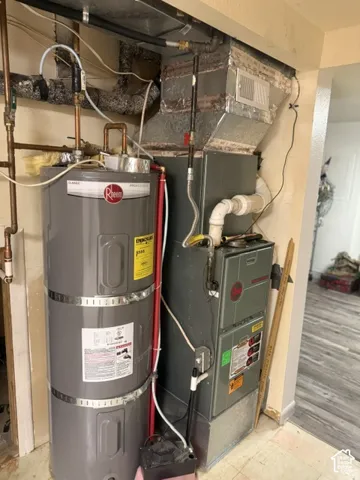 Rheem Professional water heater and integrated HVAC furnace unit