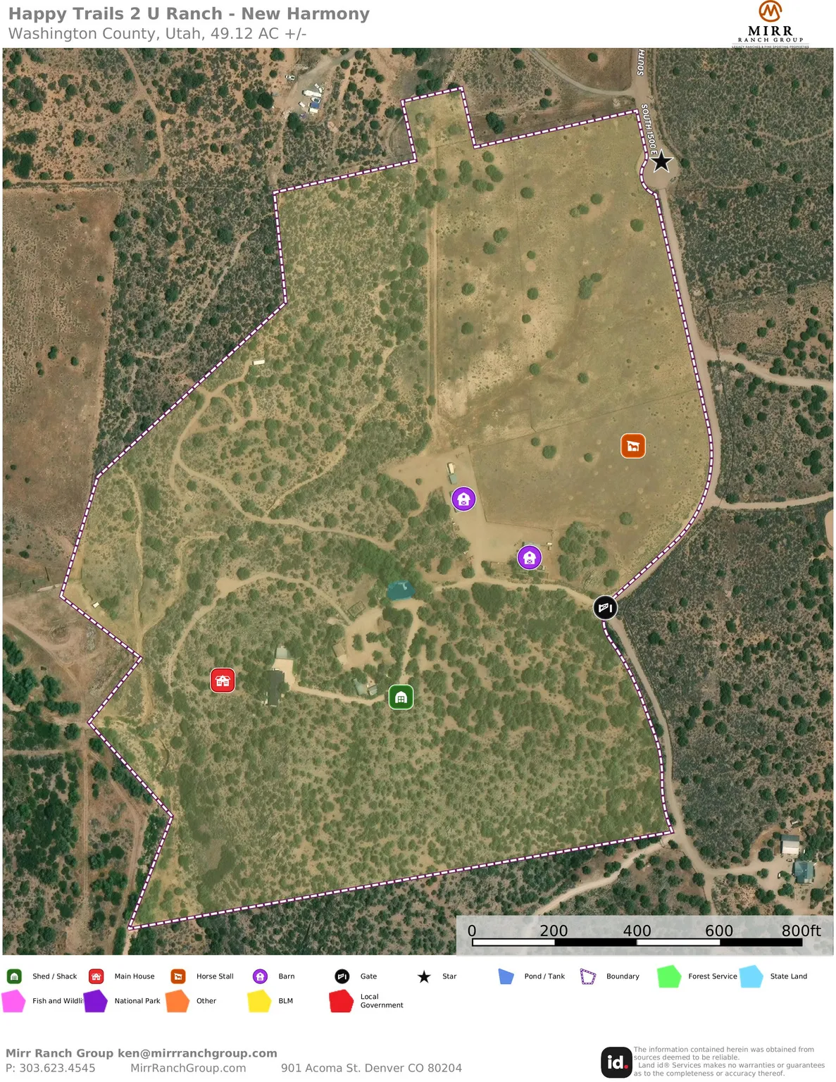 Property Map. An aerial view of the property with identified structures, boundaries, and land use classifications