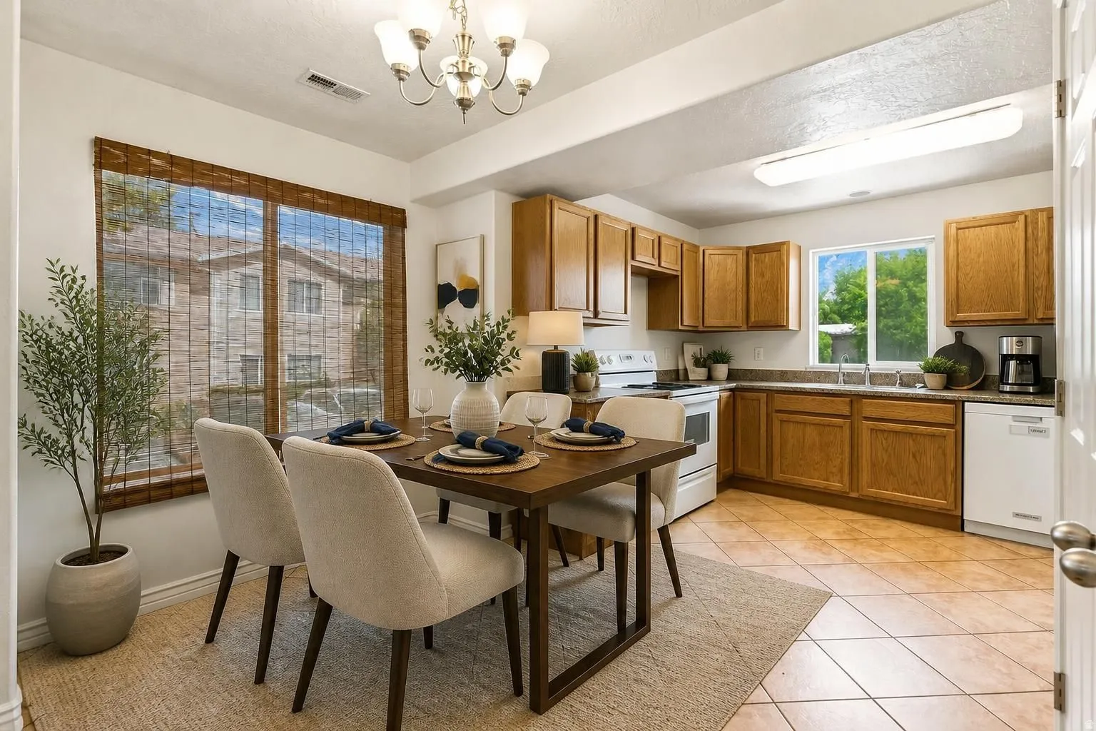 Main floor kitchen and dining area. This picture has been Virtually Staged.