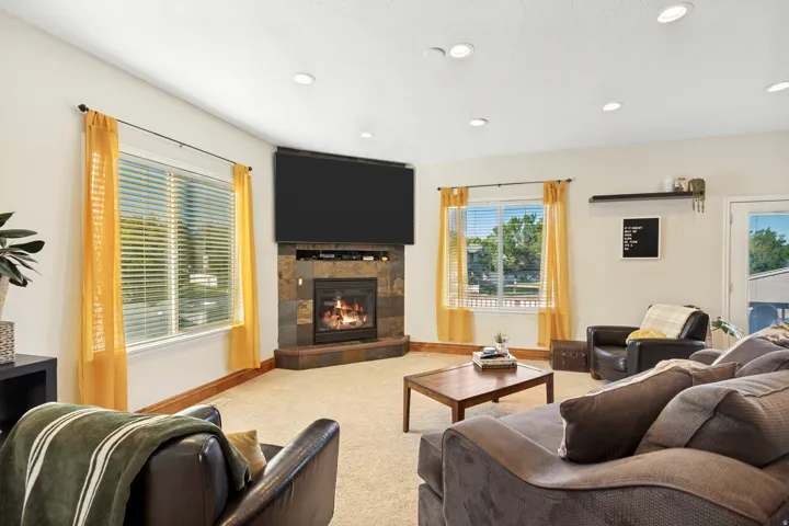Amazing natural light fills the cozy living room.