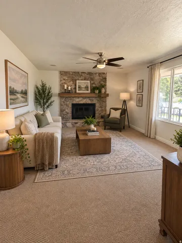 Virtually staged living room
