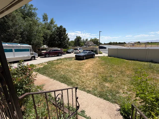 Front yard with lots of parking