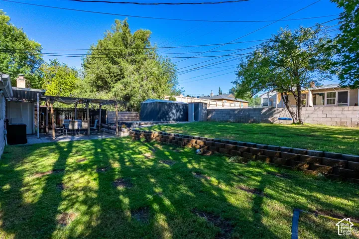 Outdoor patio in the backyard is the perfect space for relaxing and entertaining.