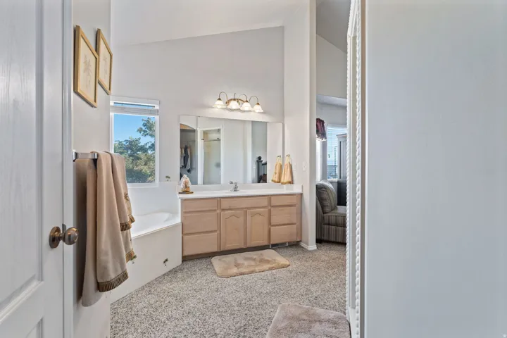 Primary Bedroom. Vaulted Ceilings. Ensuite. Separate Tub/shower. Massive walkin closet. Separate toilet room.