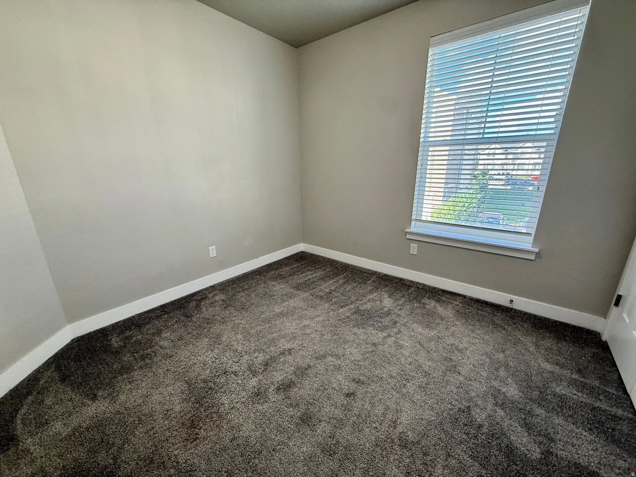 Neutral paint palette with a single window featuring horizontal blinds