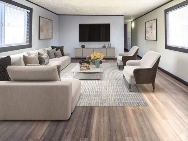 Wood-finish flooring throughout