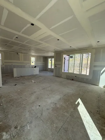 Coffered ceiling with recessed lighting