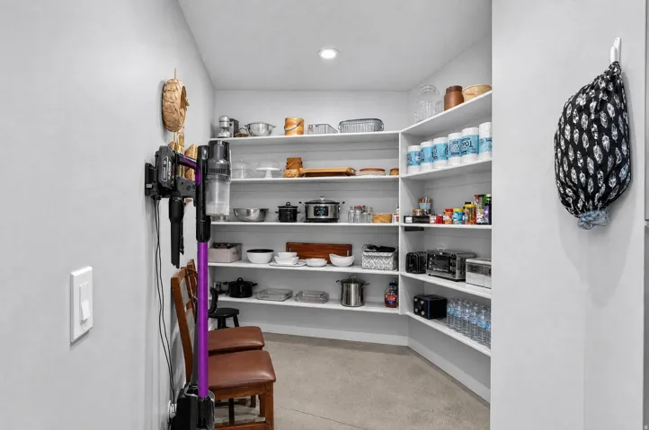 Built-in shelving for ample storage