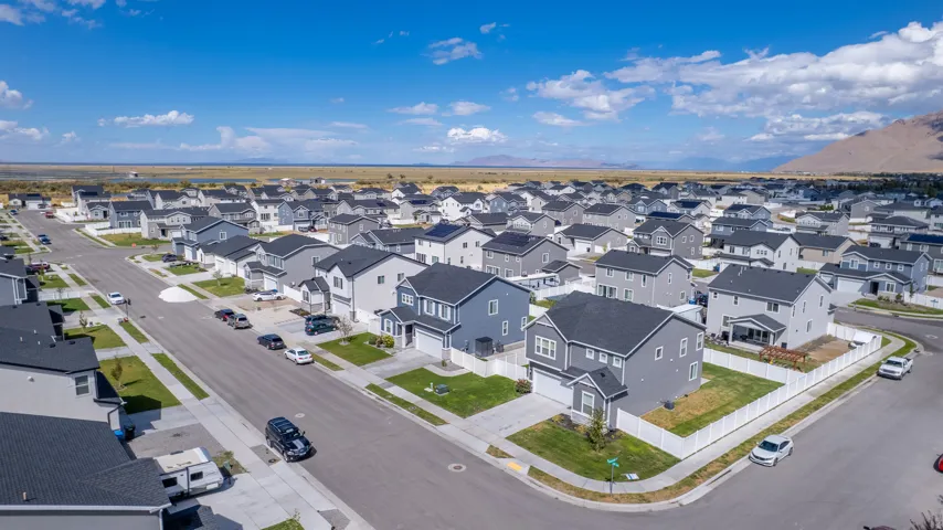 Modern residential neighborhood with uniform housing styles