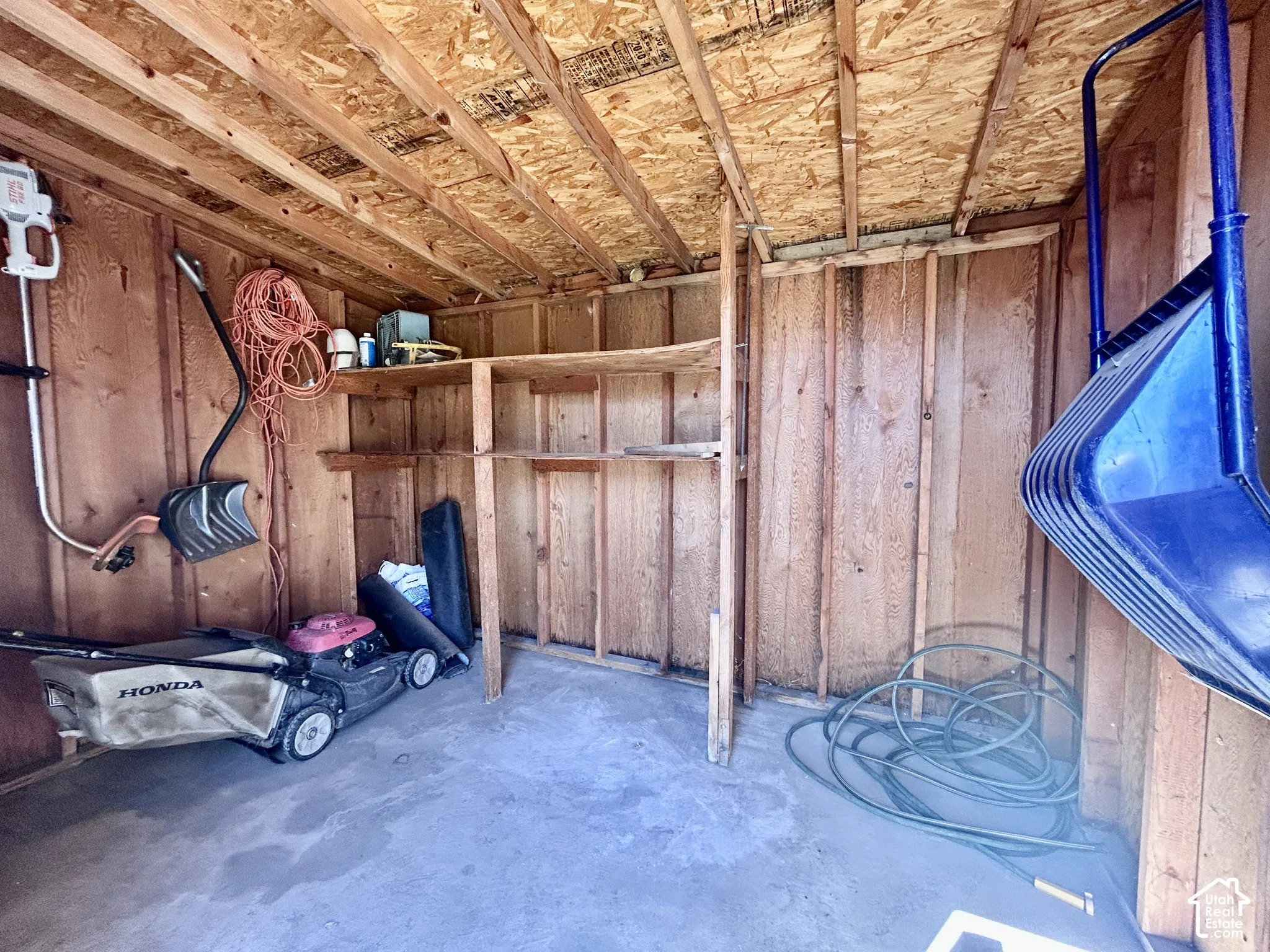 Inside of the large shed