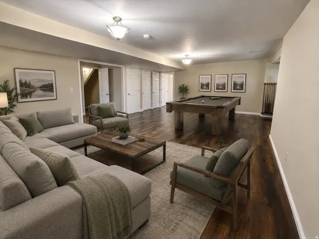 Expansive interior space featuring wood-finish flooring, recessed lighting, and LVP flooring