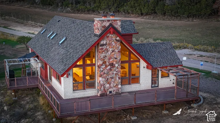 Angled roofline with multiple skylights