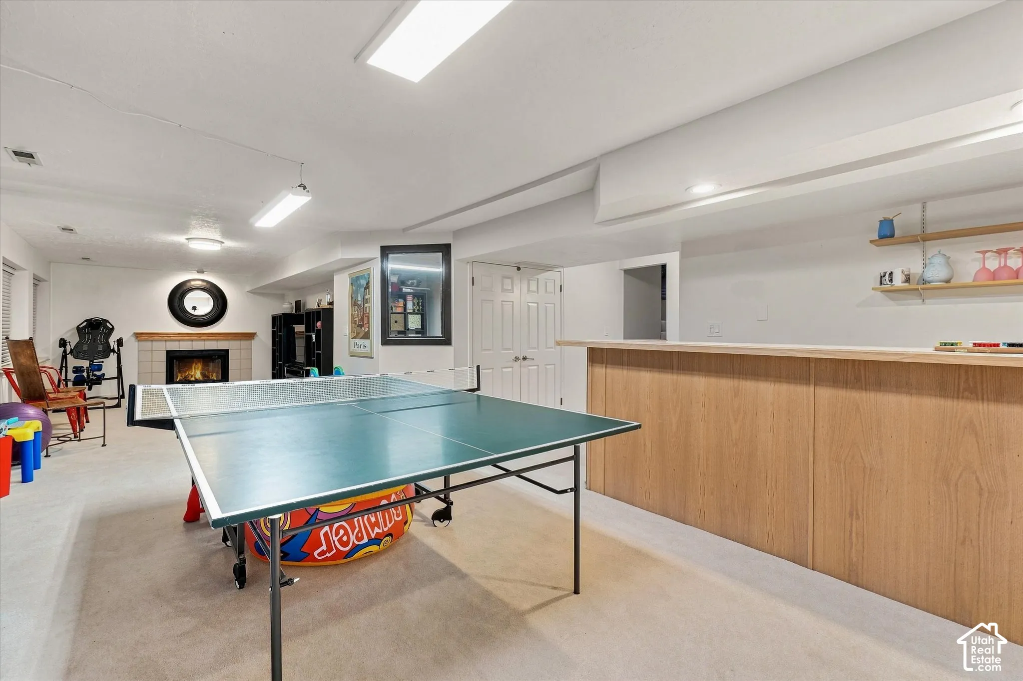 View of Basement Family Room and Wet Bar