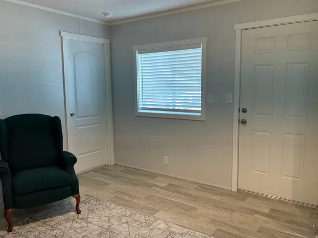 Wood-finish flooring throughout
