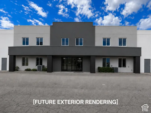 Modern two-story commercial building with a multi-tone facade