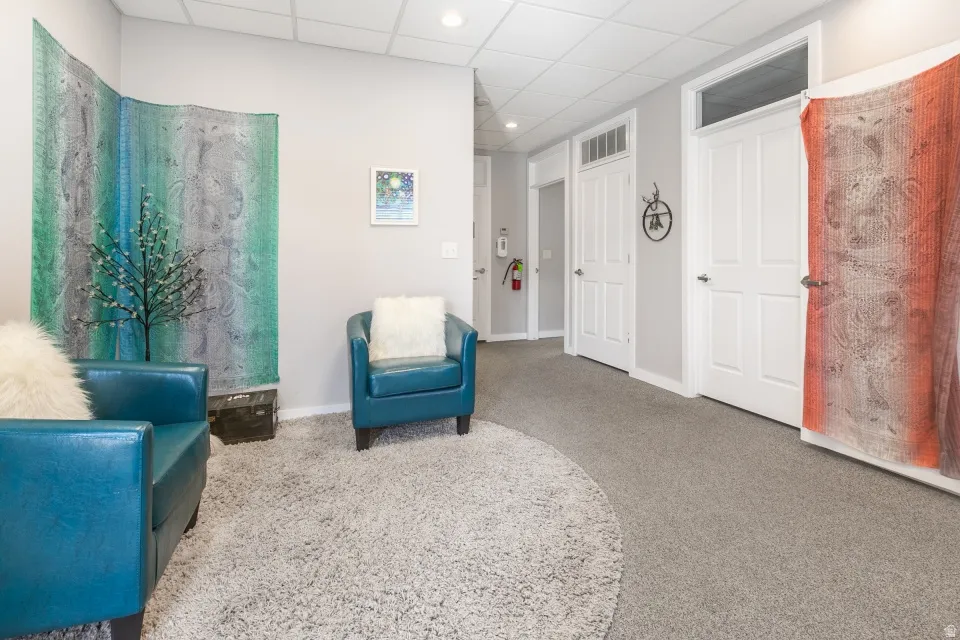 Neutral-toned carpeting throughout