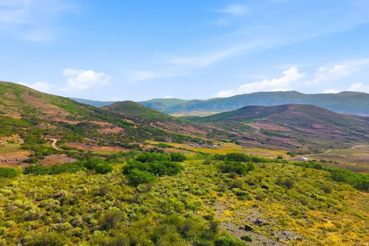 Expansive mountain terrain with varied natural flora