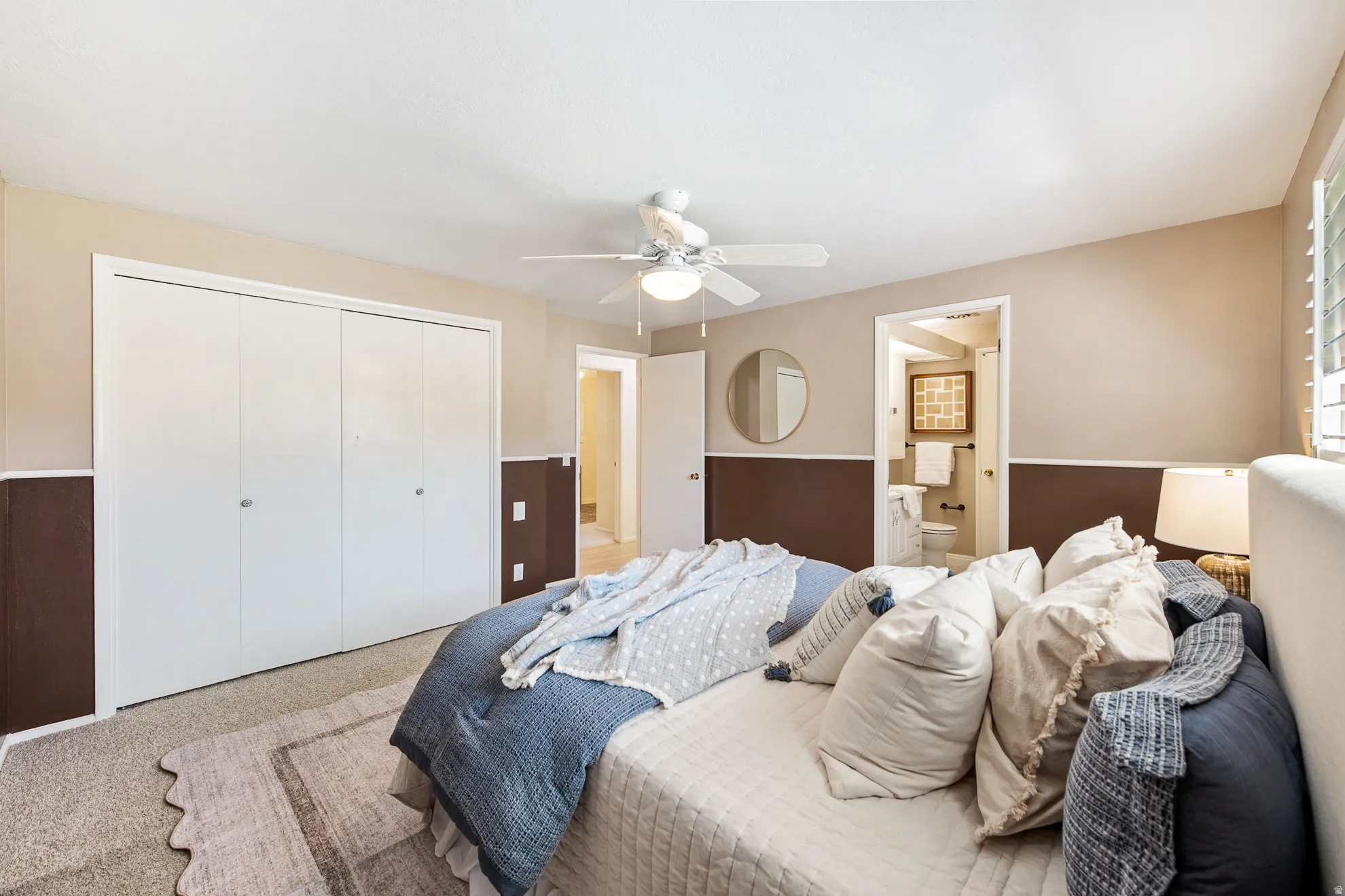 Primary bedroom with on suite bathroom located on main floor