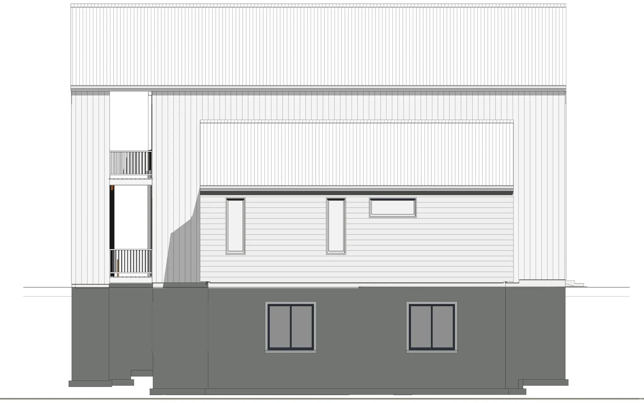 Architectural Drawing. Illustrating the side elevation of the property