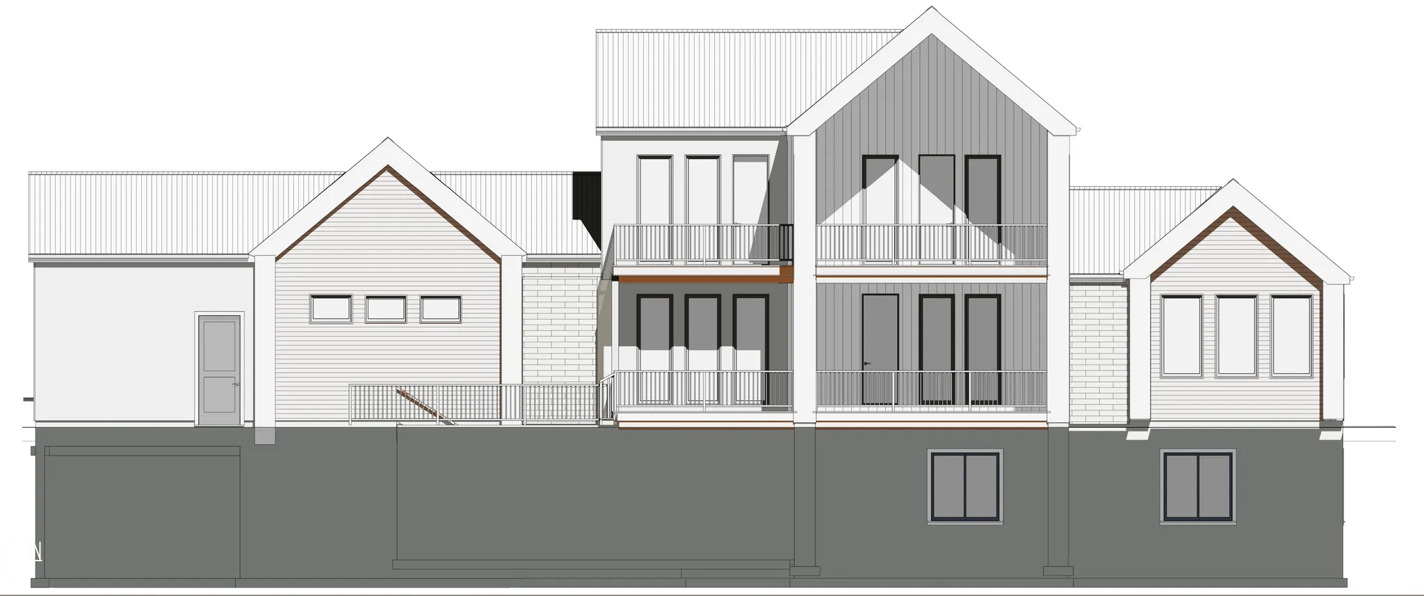 Architectural Drawing, Elevation View. Illustrating the exterior design and structural composition of the property