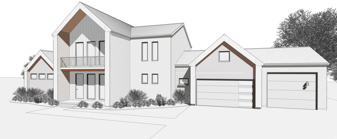 Architectural Rendering. Illustrating the exterior design and structural components of the property