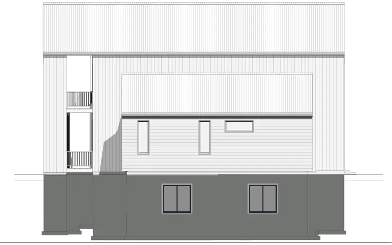 Architectural Drawing. Illustrating the side elevation of the property