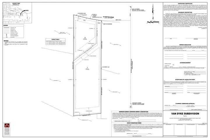 Subdivision Plat. Illustrating the property boundaries, easements, and associated certificates and approvals