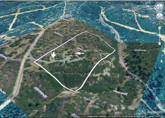 Aerial Map. Illustrating the property boundary and surrounding terrain