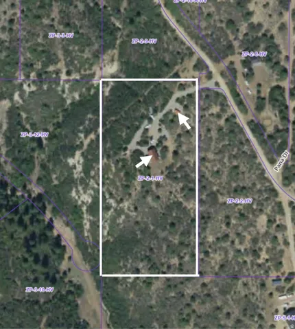 Assessor's Parcel Map. Delineating the property boundaries and identifying structures within the designated parcel