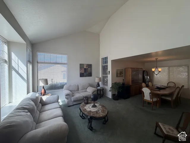 Vaulted ceilings and multiple windows enhance the living space