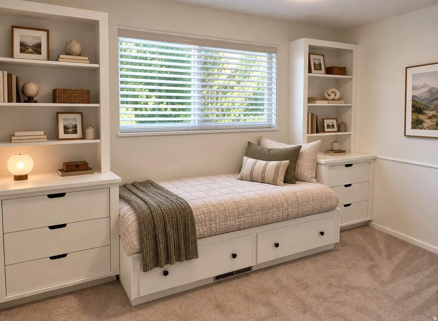 Bedroom 3 main floor - Virtually Staged (but all the built-ins stay).